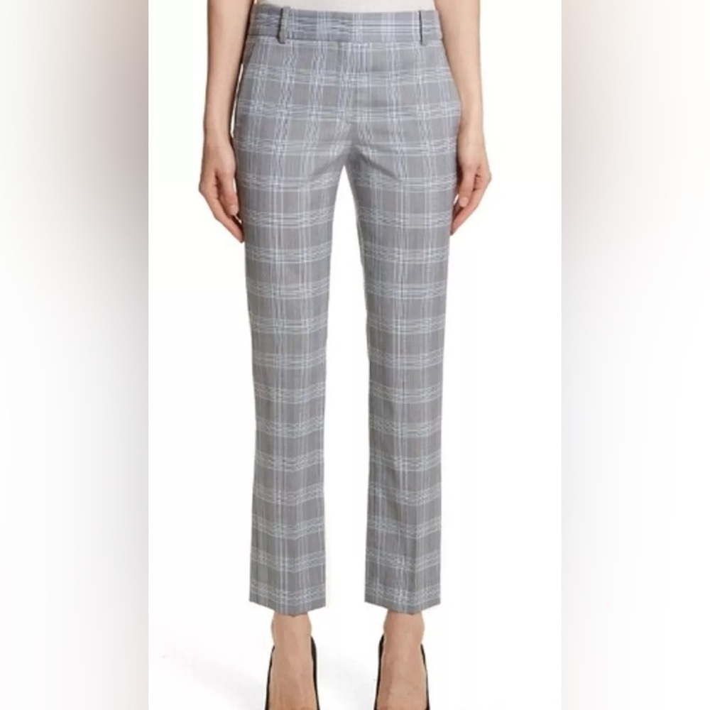 Theory Stretch Wool, Straight Leg Trousers in Maple Check 2, Size 4